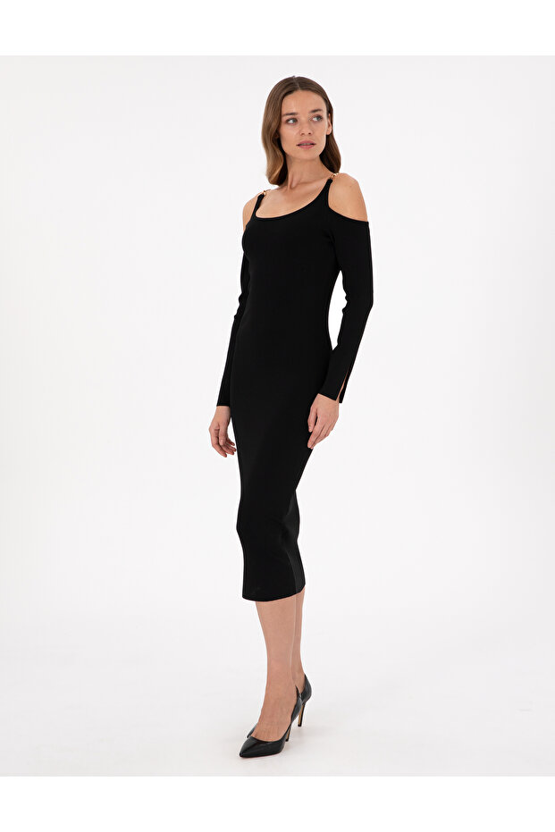 Black Extra Slim Fit Knitwear Dress 50290603-Vr046