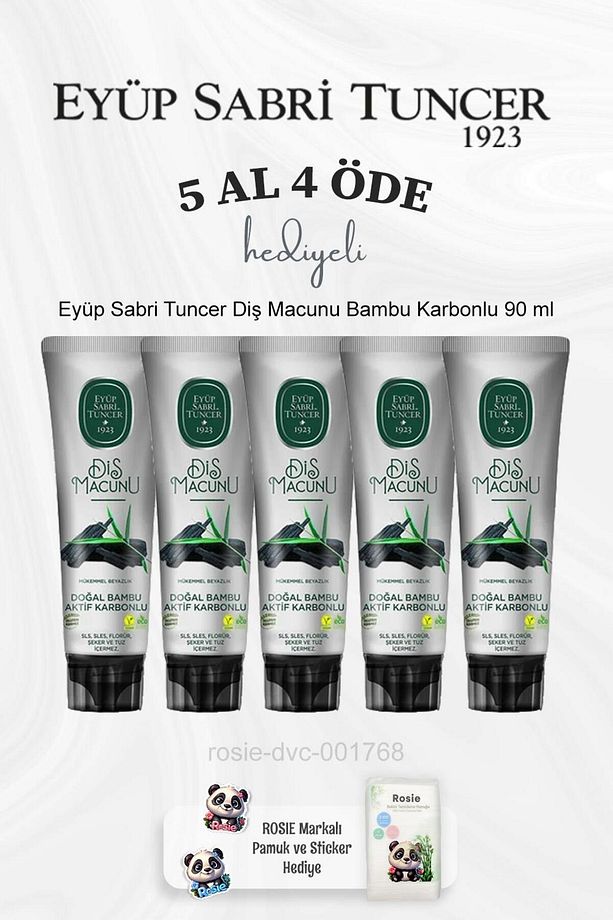 Diş Macunu Bambu Karbonlu 90 ml 5 Al 4 Öde ve Rosie Pamuk - 1