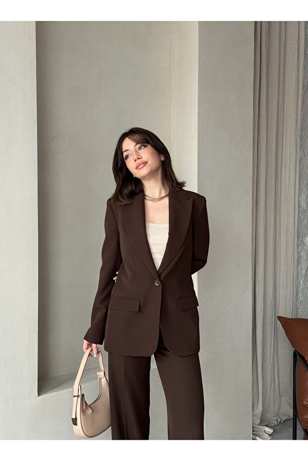 Blazer Takım Elbise Tek Düğme Ceket Pantolon - 4