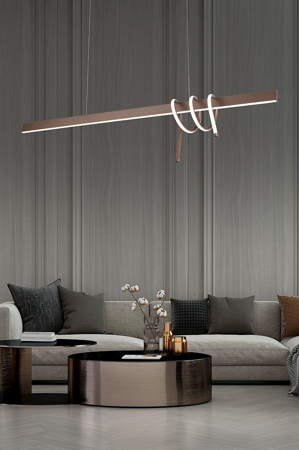 Feyza Krom Sıralı 45 Watt Modern Tasarım Yemek Masası Üstü Led Avize - 1