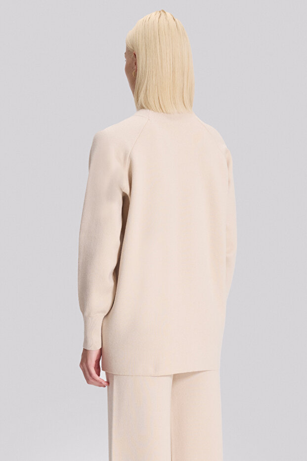 Dik Yakalı Yırtmaçlı Triko Bluz - 4