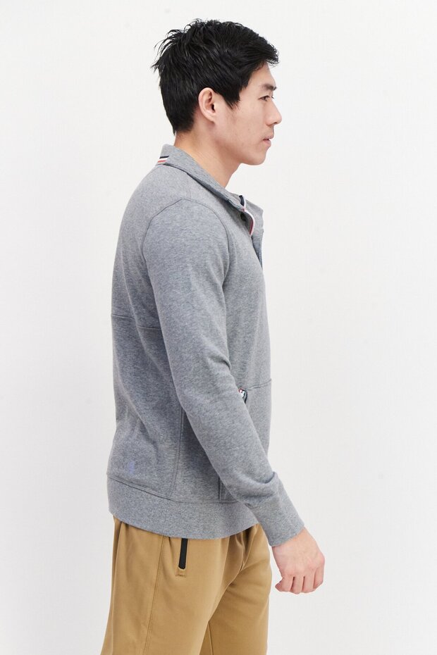 Men High Neck Long Sleeve Solid Sweatshirt, Grey - 4