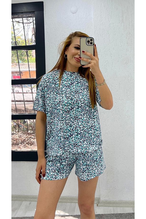 Yaprak Desenli İkili Pijama Takımı Yaprak Desenli - 3