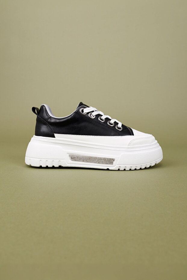 Vadese Kadın Siyah Kalın Taban Spor Ayakkabı Trend Platform Sneaker Konforlu ve Yükseltilmiş Taban - 7