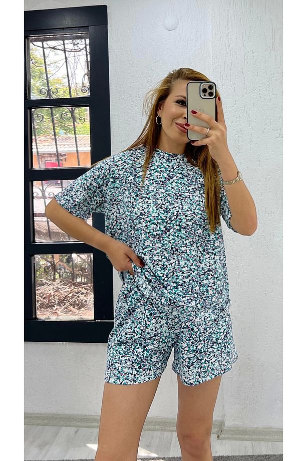 Yaprak Desenli İkili Pijama Takımı Yaprak Desenli - 4