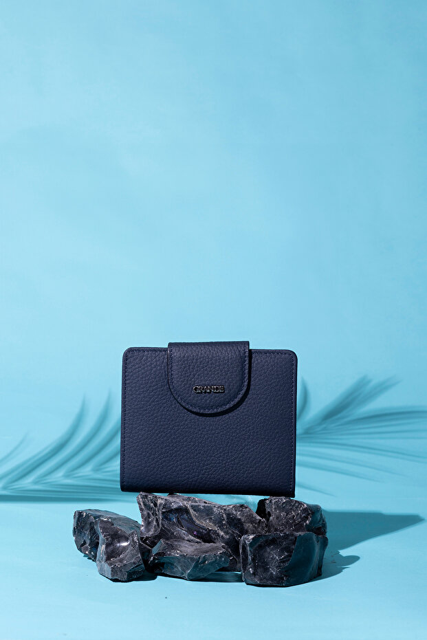 2818 Genuine Leather Women's Wallet Flother Navy Blue