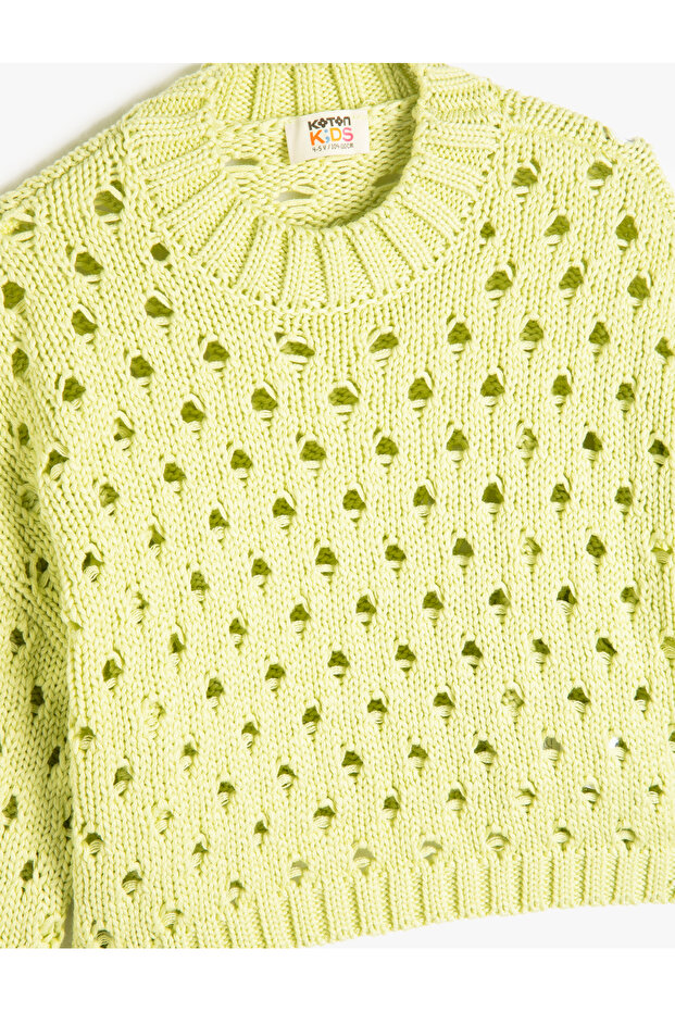 Durchbrochener Strickpullover mit Rundhalsausschnitt - 3
