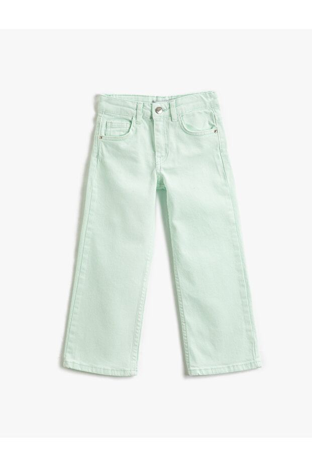 Relaxed Cut Jeans with Straight Leg Pockets - Straight Jeans with Adjustable Elastic Waist