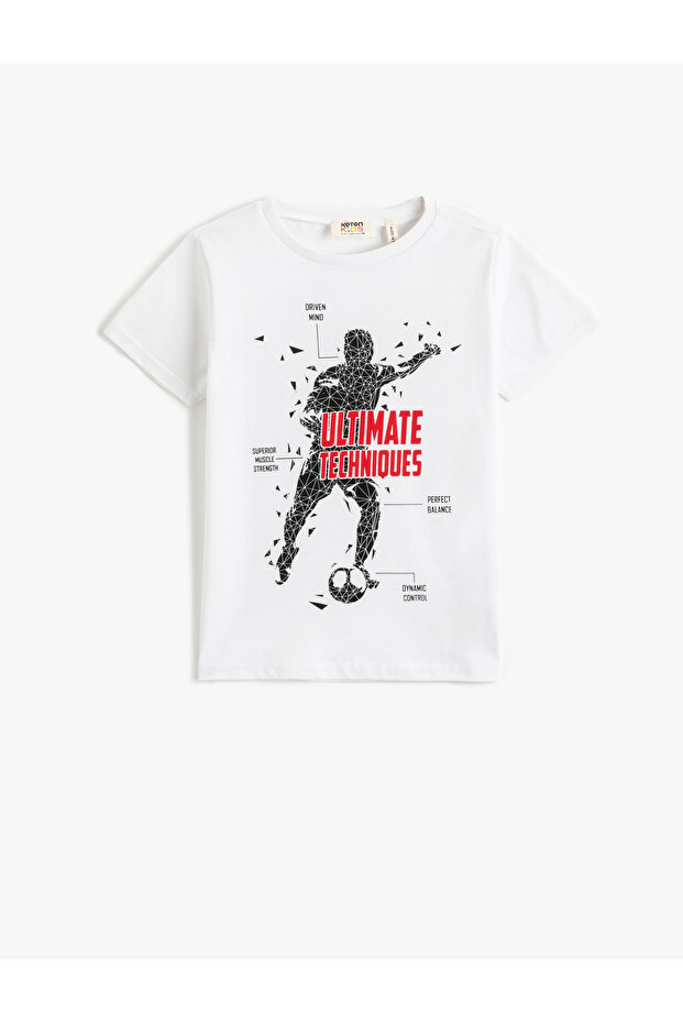 Football Printed T-Shirt Short Sleeve Crew Neck Cotton