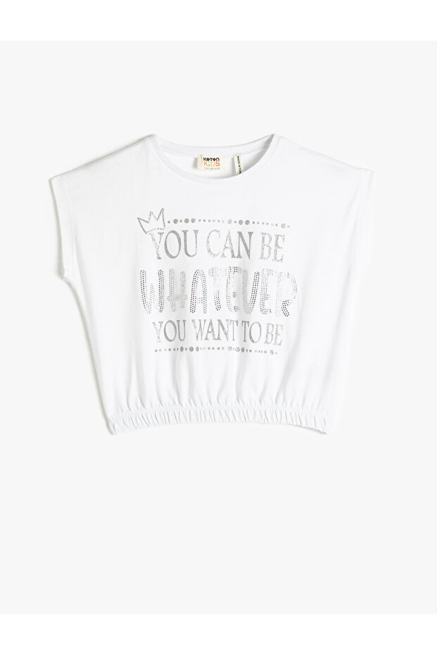 Printed White Girl's T-shirt 3skg10063ak