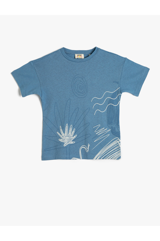 T-Shirt Short Sleeve Crew Neck Printed Cotton