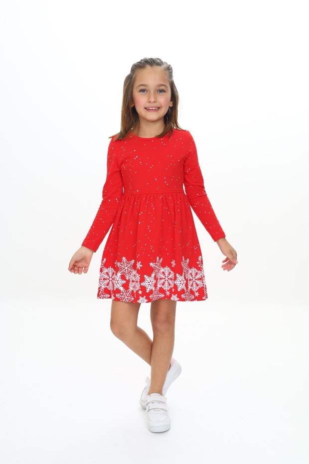 Girl's Snowflake Printed Dress