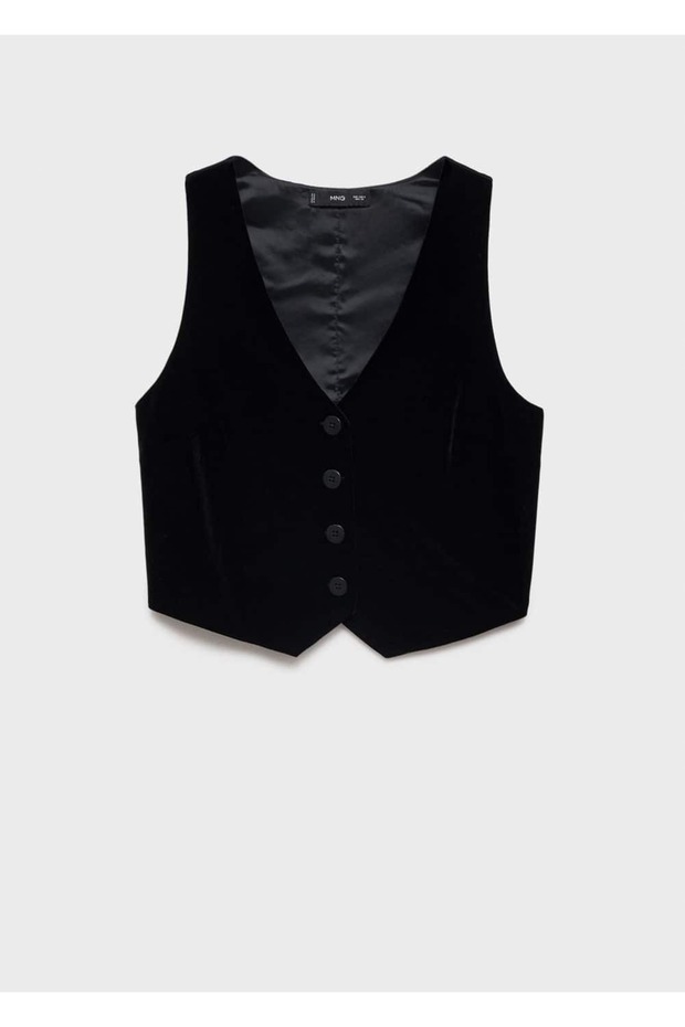 Crop kadife yelek - 3