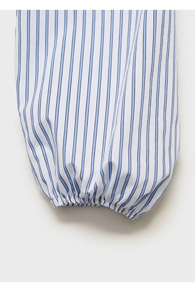 Drawstring Detailed Striped Blouse - 4