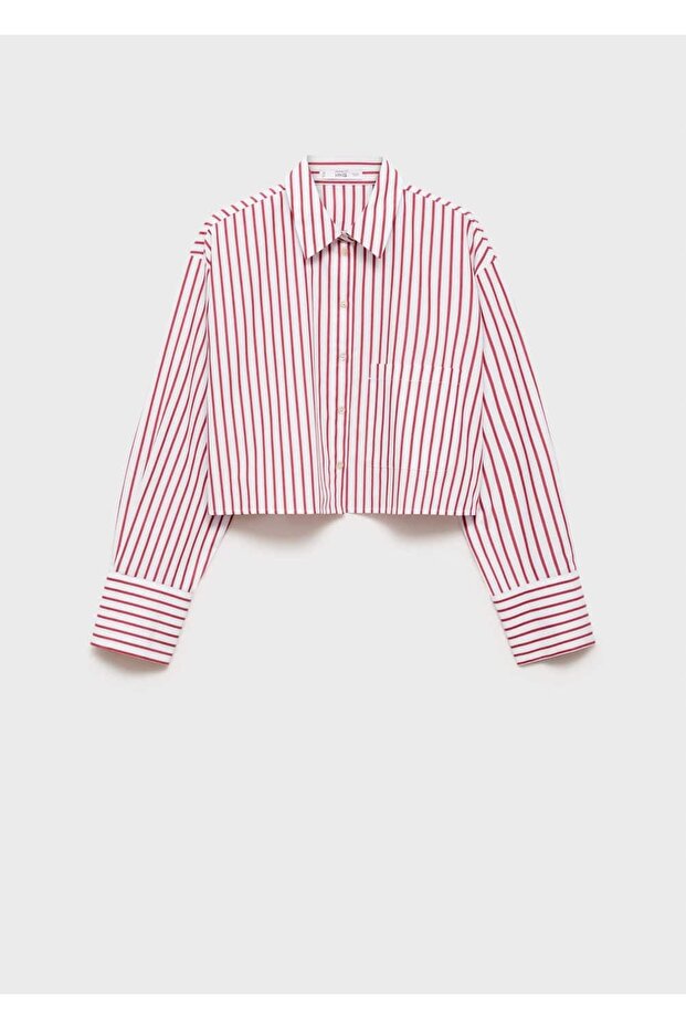 Çizgili crop gömlek - 3