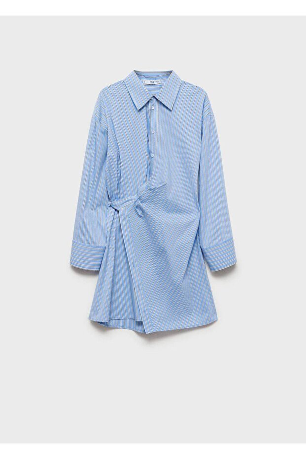 Çizgili anvelop gömlek elbise - 3