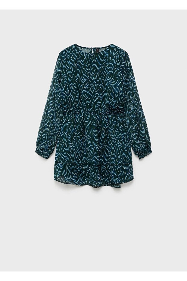 Desenli Kısa Elbise - 3