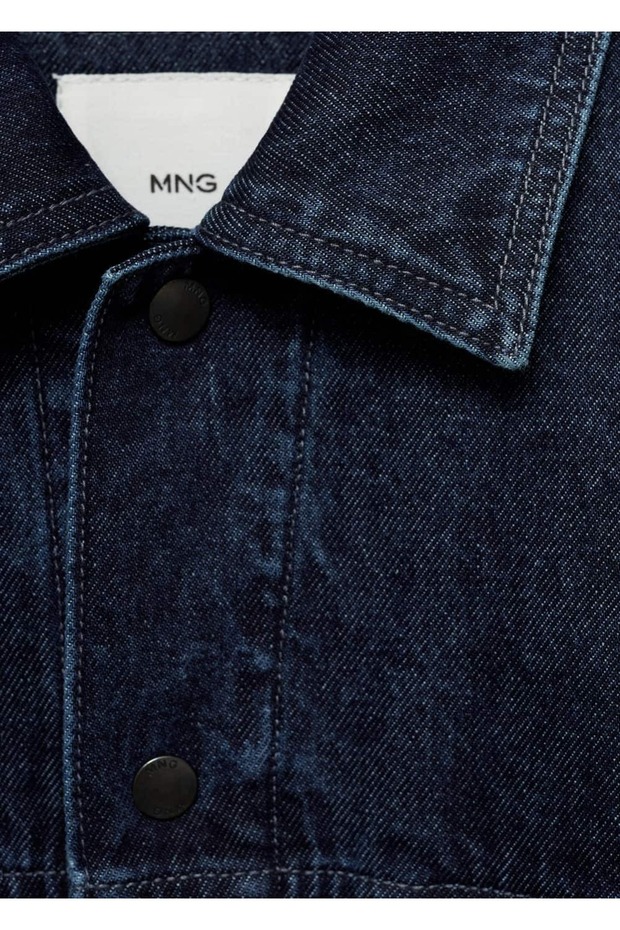 Kürk yakalı denim mont - 6