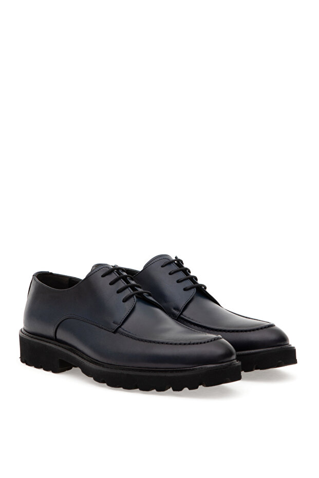 Navy Blue 100% Leather Casual Shoes 50298532-Vr033