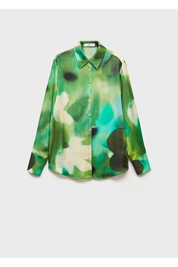 Desenli saten gömlek - 3