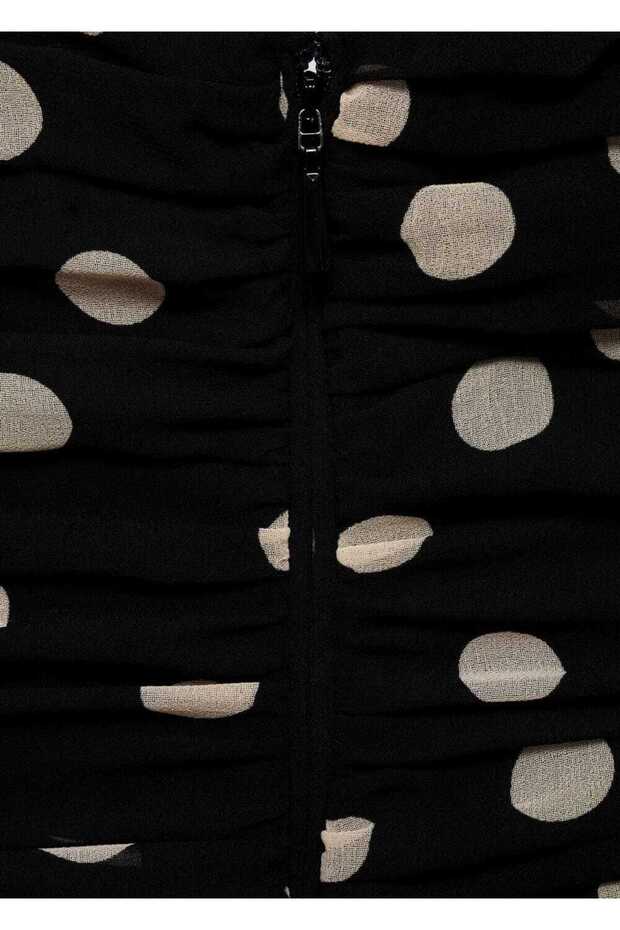 Puantiyeli drapeli elbise - 6