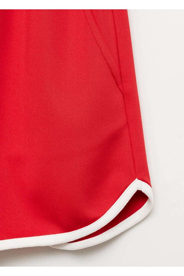 Kontrast uçlu düz kesim şort - 8