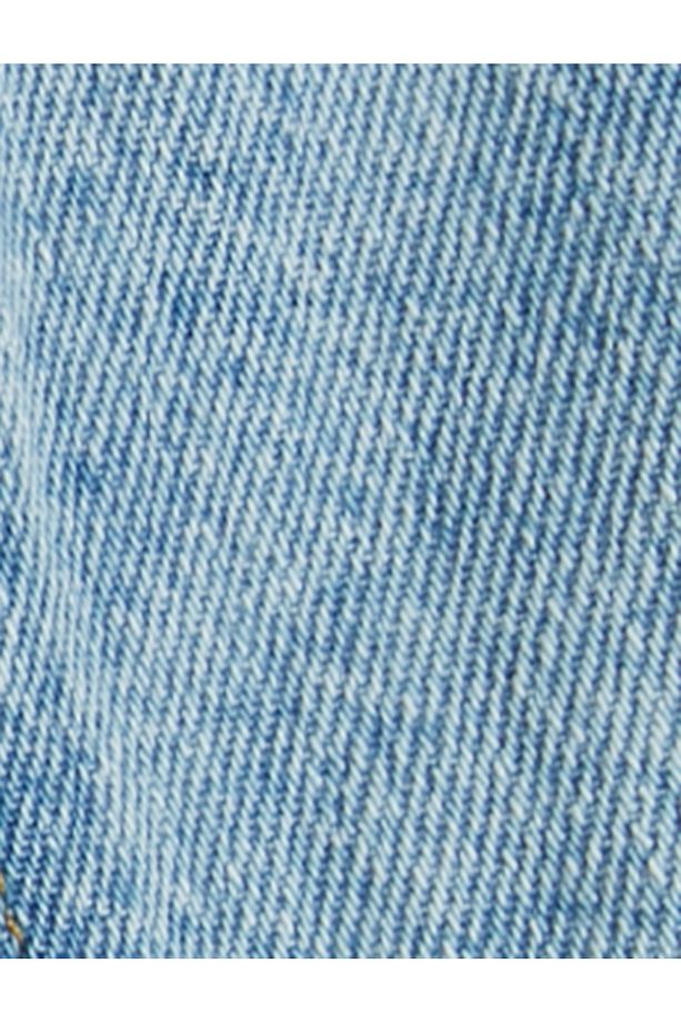 Kot Pantolon Pamuklu Yıpratılmış Detaylı Beli Ayarlanabilir Lastikli - 6