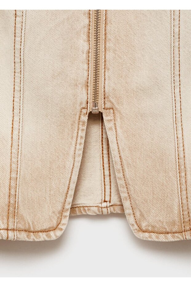 Fermuarlı denim bluz - 5