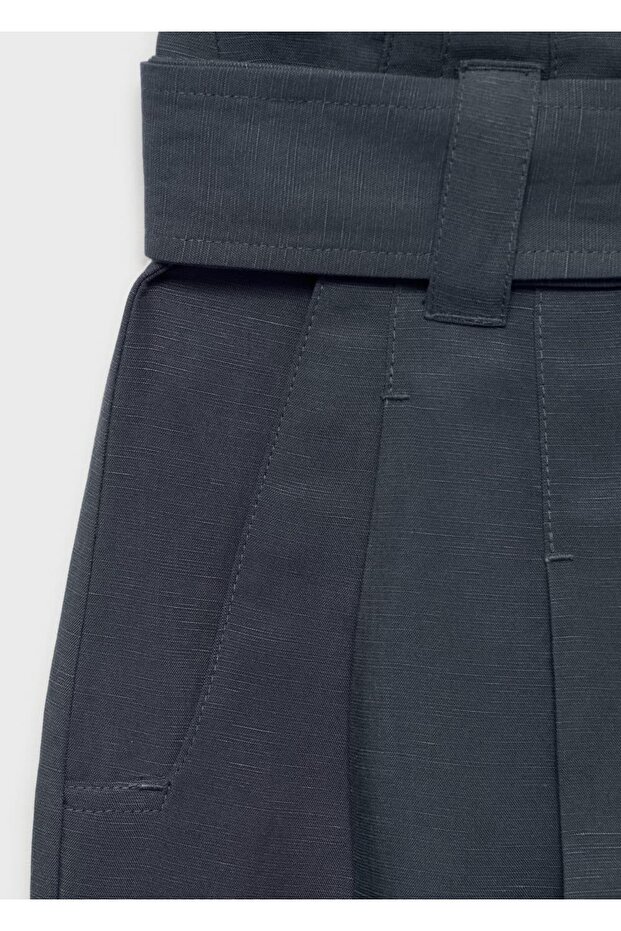 Kemerli lyocell pantolon - 7