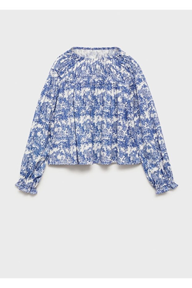 Geraffte, gemusterte Bluse - 3