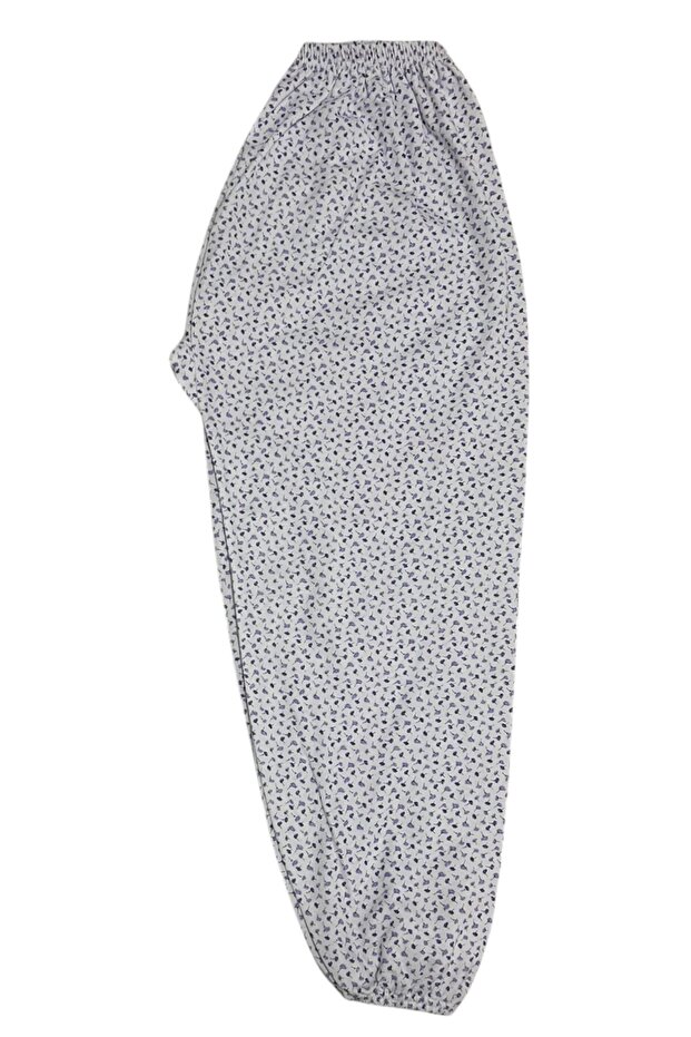 Women's Winter Mother Patterned Long Elastic Waist Combed Cotton Sleepwear Ankle Elastic