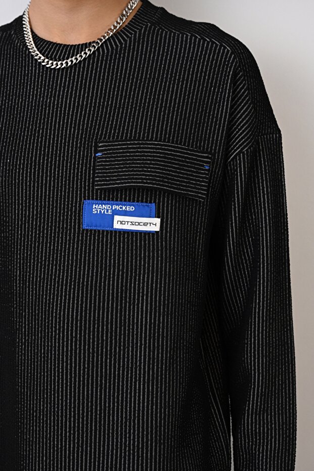 Cep Detay Fitilli Oversize Sweatshirt - 4