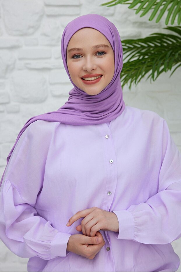 شال قطني ممشط باللون الأرجواني الداكن - 5