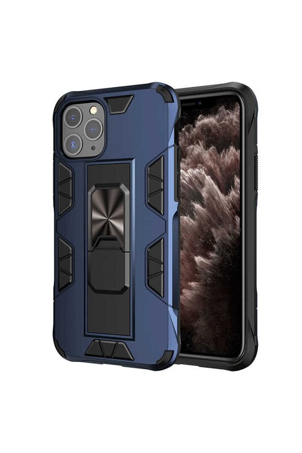 iPhone 11 Pro Max Compatible Case with Foldable Stand Protective Volve Cover - Navy Blue - T14106