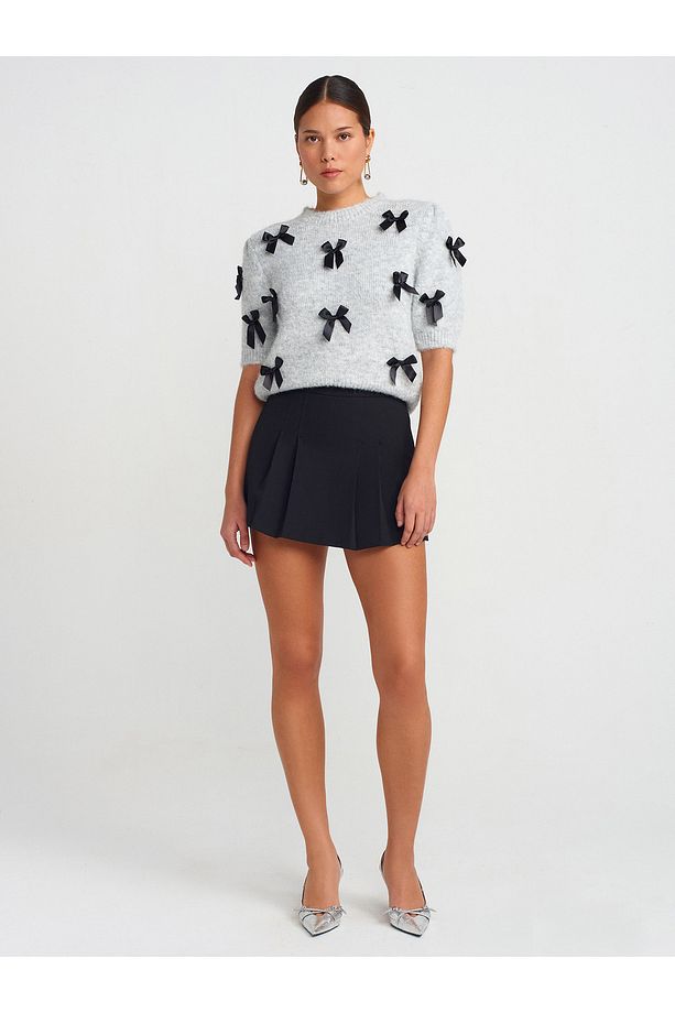 80847 Pilili Bermuda Şort-Siyah - 1