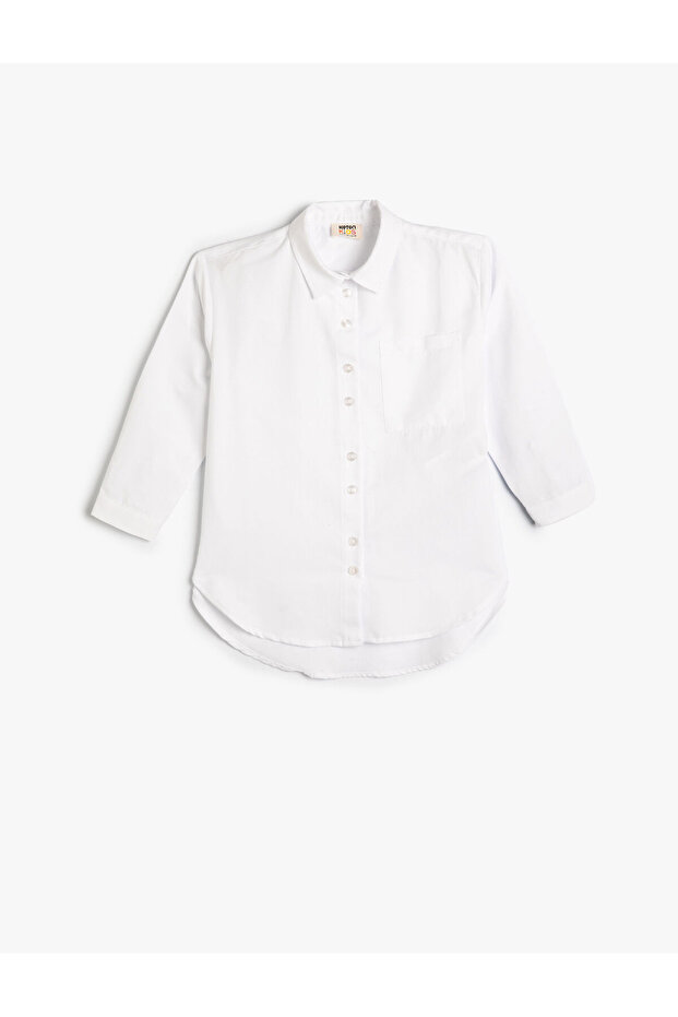 Basic Shirt Long Sleeve Button Closure Ruffle Detail - 1