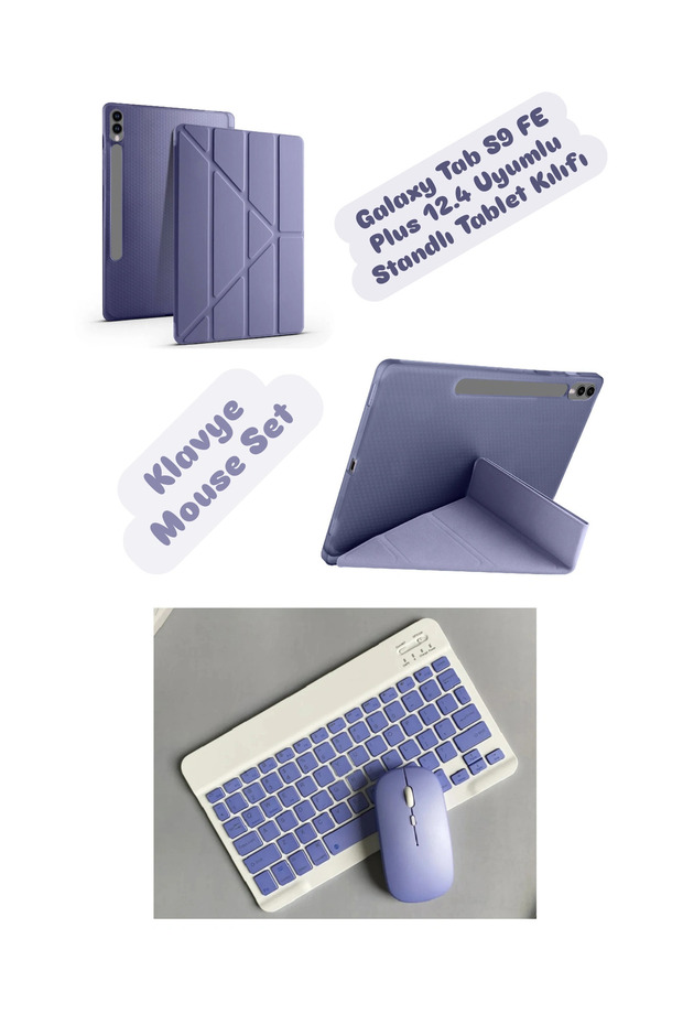 Galaxy Tab S9 FE Plus 12.4 Compatible Tablet Case with Stand + Bluetooth Keyboard Mouse Set - 1