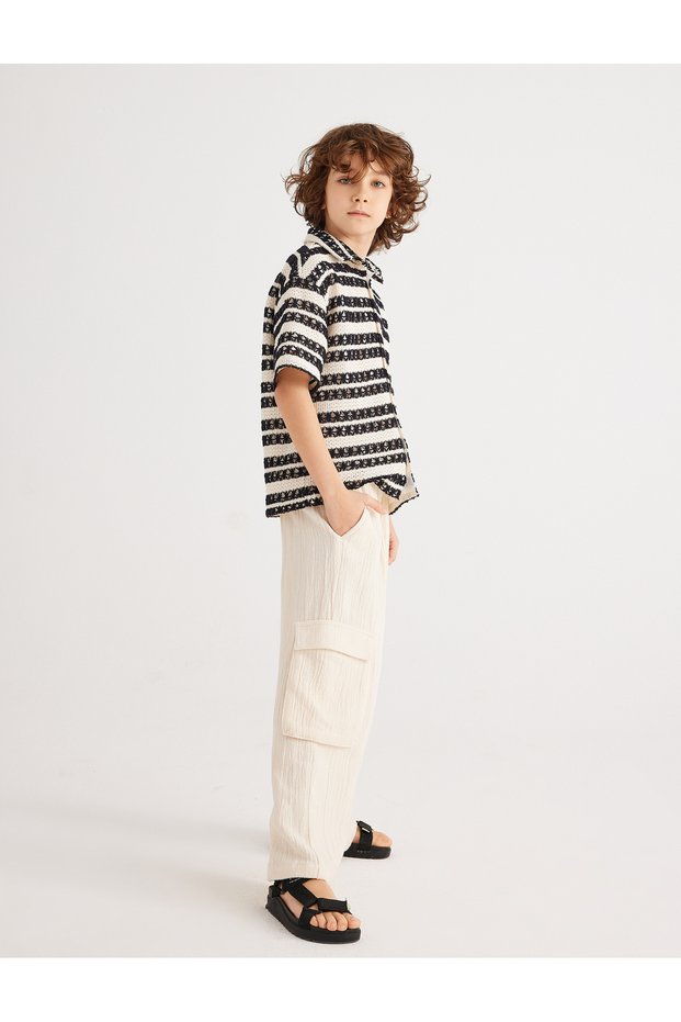 Polo Neck T-Shirt Openwork Short Sleeve