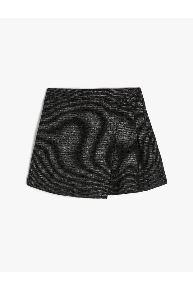 Elastic Waist Shorts Skirt - Pleated Design