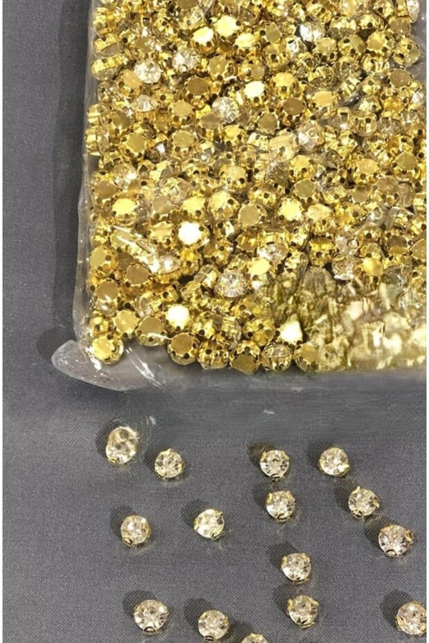 Glass White Stone Metal Gold Case Dikme Beyoğlu Stone Ss30 (6 mm) 1 Pack = 288 Pieces