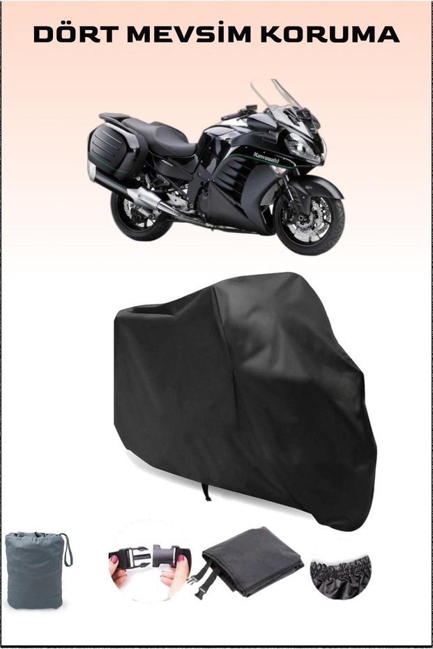 Black Kawasaki Gtr 1400 Compatible Motorcycle Tarpaulin, Engine Cover