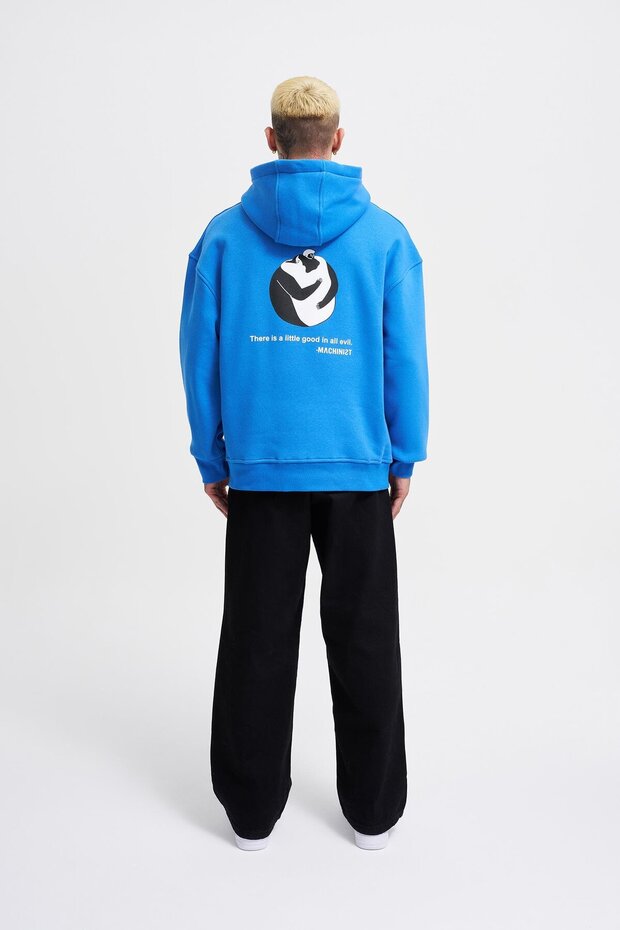 Erkek Good And Evil Baskılı Oversize Saks Sweatshirt - 5