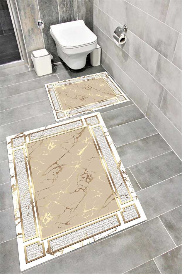 Water Resistant Digital Printed Bath Mat Set with Non-Slip Base