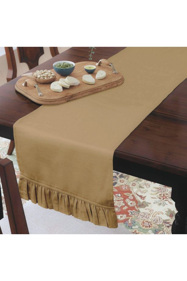 Deve Tüyü Fırfırlı Runner 40 x 140 cm Yumuşak Tuşeli ,Kadife Görünümlü, Bohem, İskandinav, Yılbaşı - 3