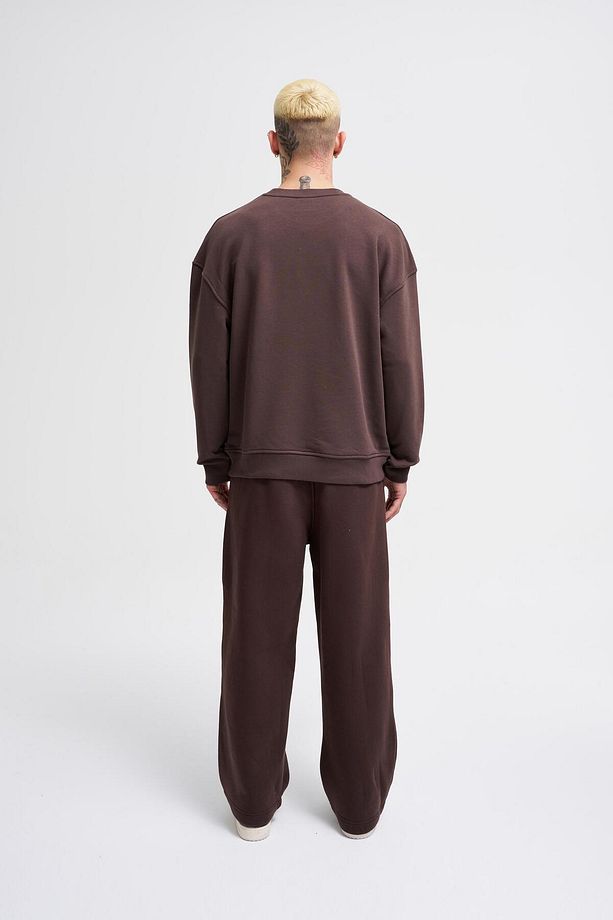 Erkek Basic Oversize Kahve Sweatshirt - 7