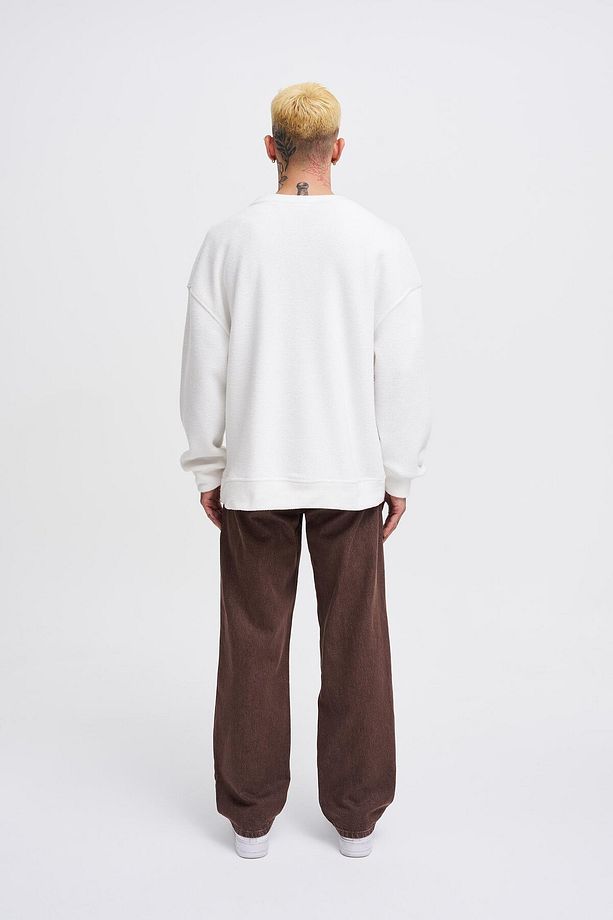 Erkek Basic Polar Oversize Ekru Sweatshirt - 6