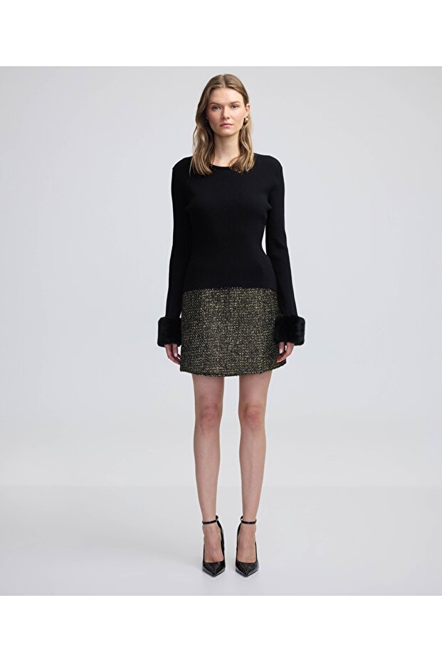 Çıkarılabilir pelüş garnili triko - 6