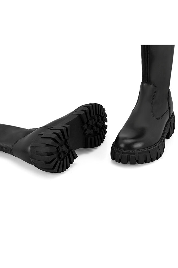 Kadın Siyah Deri Bot - 6