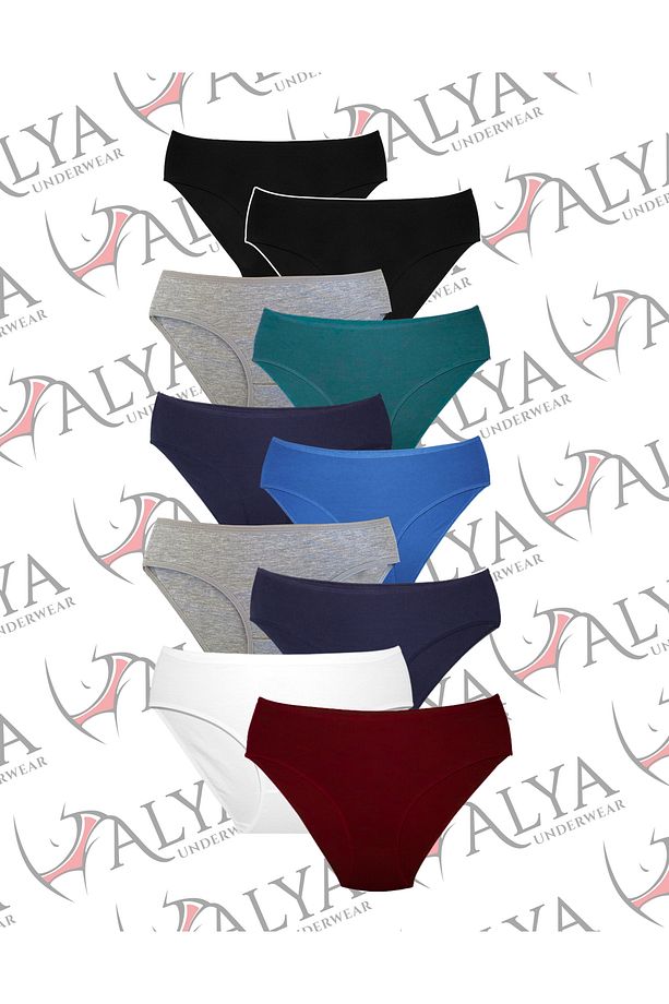 Kadın Külot Pamuklu Slip Renkli 10'lu Paket Yüksek Bel Iç Çamaşırı (MULTİCOLOR - X39) - 6