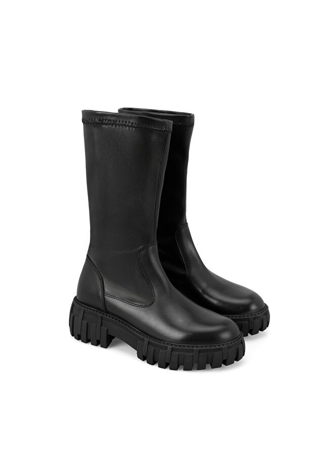 Kadın Siyah Deri Bot - 1